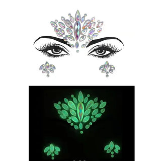 Buy 17 Luminous Crystal Face Stickers Rhinestone Temporary Tattoo Glow in the Dark Face Jewelry Stickers Eye Stickers Party Makeup