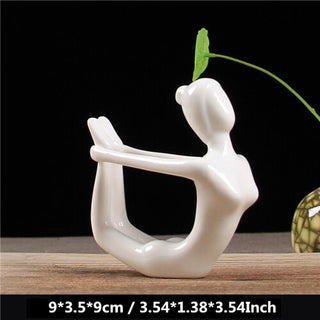 Buy 10 VILEAD 12 Styles White Ceramic Yoga Figurines Ename Yoga Miniatures Abstract Yog Stattues Yoj Figurines Vintage Home Decor