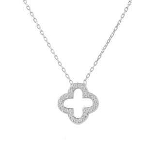 Buy silver Open Clover Pendant Necklace