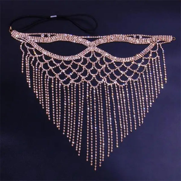 Luxury Tassel Rhinestone Mask for Face