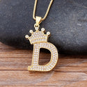 New Luxury Copper Zircon A-Z Crown Alphabet Pendant Chain Necklace Punk Hip-Hop Style Fashion Woman Man Initial Name Jewelry - Webster.direct