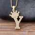 New Luxury Copper Zircon A-Z Crown Alphabet Pendant Chain Necklace Punk Hip-Hop Style Fashion Woman Man Initial Name Jewelry - Webster.direct