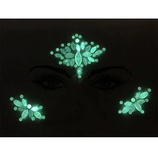 Buy 01 Luminous Crystal Face Stickers Rhinestone Temporary Tattoo Glow in the Dark Face Jewelry Stickers Eye Stickers Party Makeup