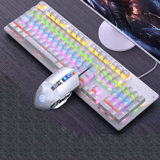 Buy white-keyboard-mouse Mechanical Keyboard Black Axis Blue Switch Retro Punk Gaming Keyboard Mouse Headphone Three Piece Set Cable for Desktop Loptap