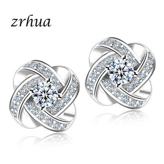 ZRHUA Original 925 Sterling Silver Jewelry Sets Stylish Pendant Necklace Earrings Set for Women Female CZ Christmas Gift