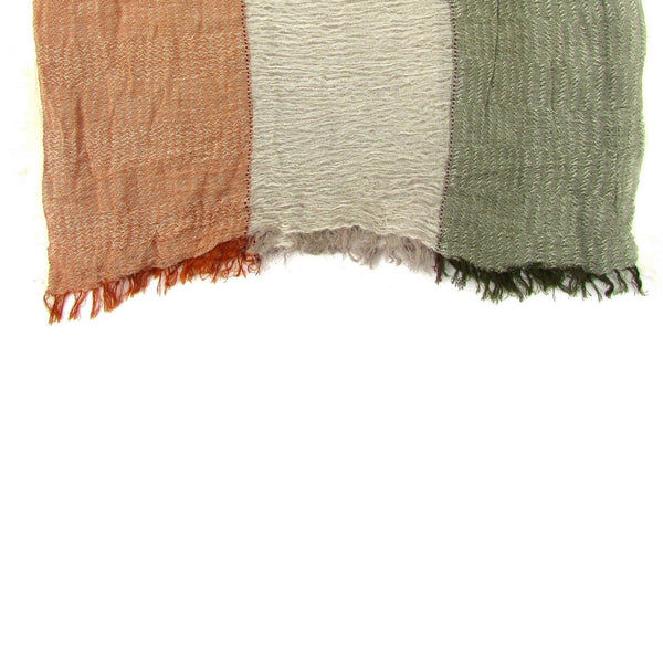 Turkish Cotton Blend Fringed Hobo Scarf Tobacco/Green/White