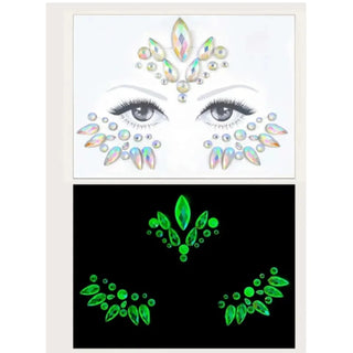 Buy 20 Luminous Crystal Face Stickers Rhinestone Temporary Tattoo Glow in the Dark Face Jewelry Stickers Eye Stickers Party Makeup