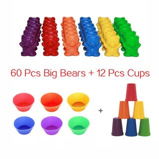 Buy 60pcs-big-set Kids Math Match Game Counting Bears Montessori Number Cognition Rainbow Matching Game Educational Toys for Children Toddler Gift