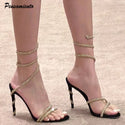 Star Style Luxury Crystal Snake Coiled Women Sandals Sexy Stiletto High Heels Gladiator Sandals Summer Fashion Party Prom Shoes