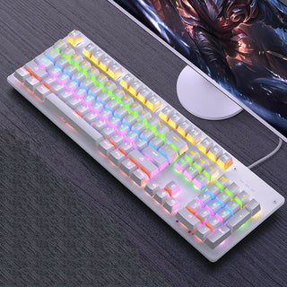 Buy white-keyboard Mechanical Keyboard Black Axis Blue Switch Retro Punk Gaming Keyboard Mouse Headphone Three Piece Set Cable for Desktop Loptap