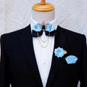 Crystal Bow Tie Set Men's Women's Business Suit Accessories Collar Flowers Vintage Wedding Bow-Tie Pocket Towel Brooch 3pcs Sets