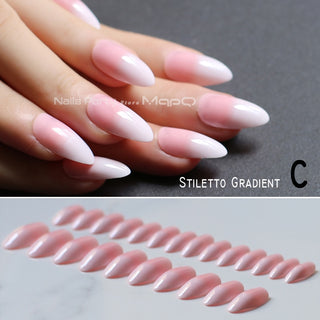 Buy s-c Long Pink Blue Ombre Coffin French Shiny Fake Nails Summer Lovely Salon Glossy Ballet Nails False Nail Medium Art