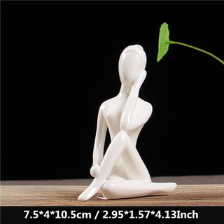 Buy 7 VILEAD 12 Styles White Ceramic Yoga Figurines Ename Yoga Miniatures Abstract Yog Stattues Yoj Figurines Vintage Home Decor