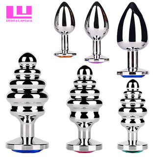 Stainless Steel Butt Plug Anal Massager Spiral Beads Stimulation Thread Anal Plug Anus Sex Toy for Adult Couples SM Products