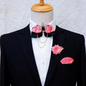 Crystal Bow Tie Set Men's Women's Business Suit Accessories Collar Flowers Vintage Wedding Bow-Tie Pocket Towel Brooch 3pcs Sets