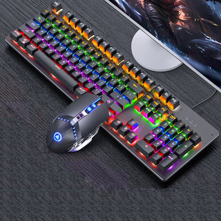 Buy black-keyboard-mouse Mechanical Keyboard Black Axis Blue Switch Retro Punk Gaming Keyboard Mouse Headphone Three Piece Set Cable for Desktop Loptap