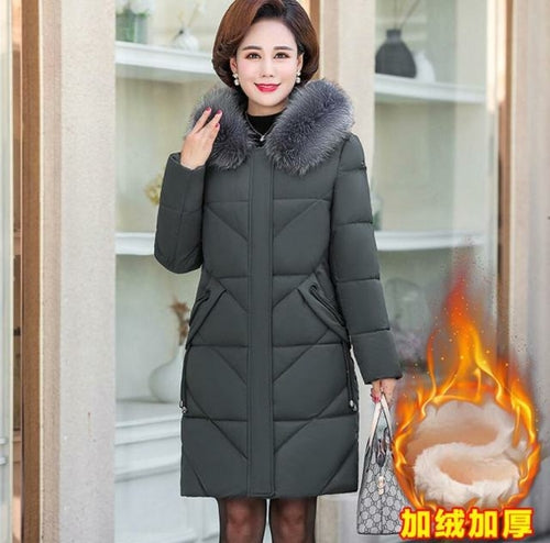 Middle Aged Mom's Cotton Padded Coat Winter Plus Velvet Thickened Warm