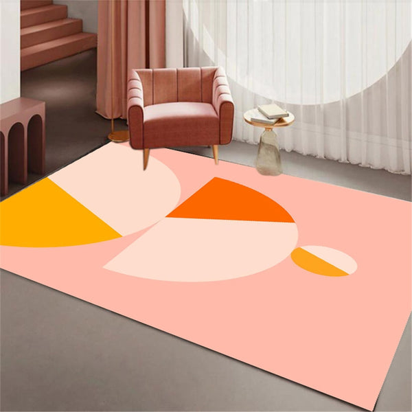 Nordic Pink Geometric Carpet For Girl Room Princess Style Cute Rug For
