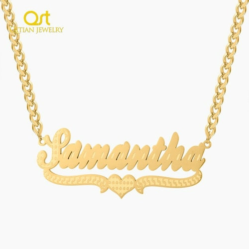 Personalized Name Necklace Custom Double Name Bracelet With Cuban