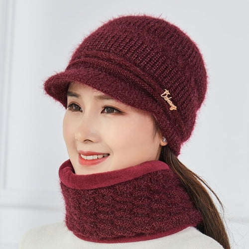 Winter Elder Woman Warm Hat Middle Age Lady Fashion Woolen Knitted