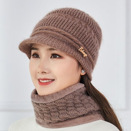 Winter Elder Woman Warm Hat Middle Age Lady Fashion Woolen Knitted