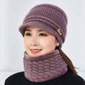 Winter Elder Woman Warm Hat Middle Age Lady Fashion Woolen Knitted