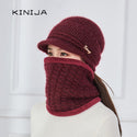 Winter Elder Woman Warm Hat Middle Age Lady Fashion Woolen Knitted