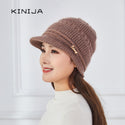 Winter Elder Woman Warm Hat Middle Age Lady Fashion Woolen Knitted