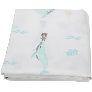 Buy whale-bear Muslin Swaddle 120x120 Baby Blanket Bamboo Fiber Baby Blankets Newborn Swaddle Stroller Newborn Blanket Pielucha Dropshipping