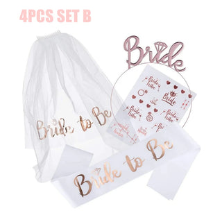 Buy 4pcs-set-b Bride to Be Party Decorations Latex Balloons Set Cup Plates Bachelorette Party Supplies Veil Sash Team Bride Wedding Decor