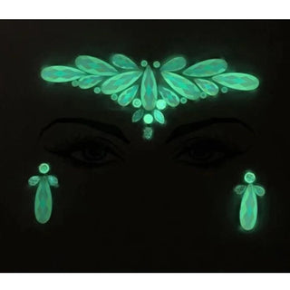 Buy 04 Luminous Crystal Face Stickers Rhinestone Temporary Tattoo Glow in the Dark Face Jewelry Stickers Eye Stickers Party Makeup