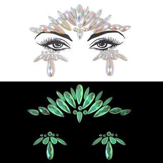 Buy 16 Luminous Crystal Face Stickers Rhinestone Temporary Tattoo Glow in the Dark Face Jewelry Stickers Eye Stickers Party Makeup