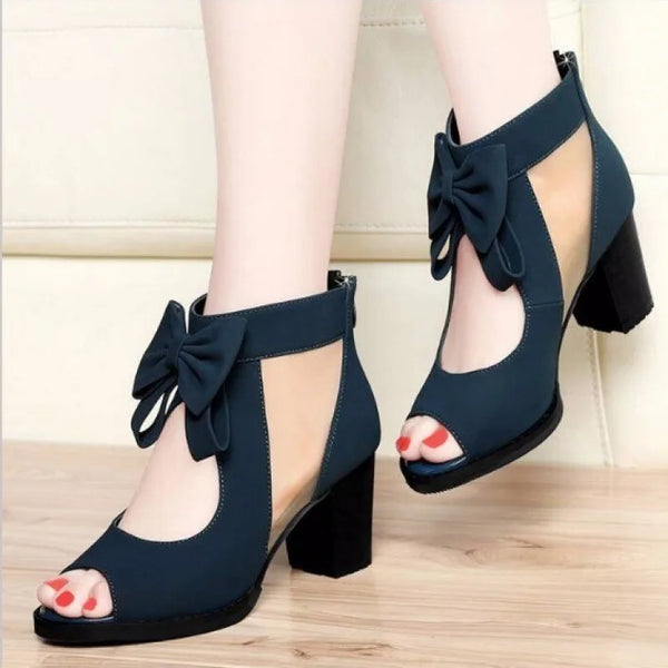 2020 New Summer Women Lace Ankle-Wrap Sandals Casual Zip Open Top Ladys Sandals Chunky Heels Plataformas Mujer Sandalias