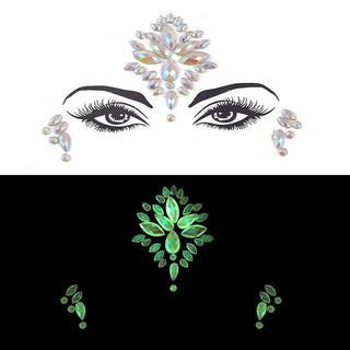 Buy 15 Luminous Crystal Face Stickers Rhinestone Temporary Tattoo Glow in the Dark Face Jewelry Stickers Eye Stickers Party Makeup