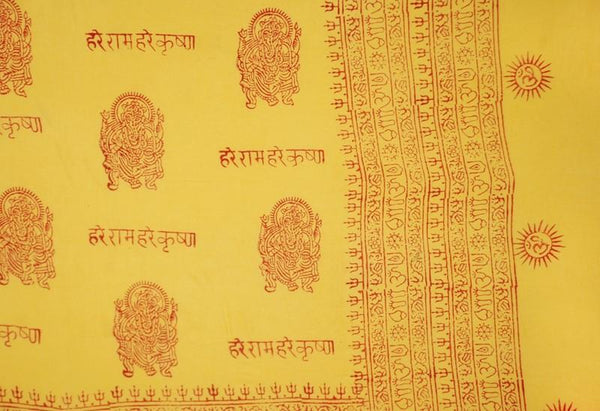 OM Hand Block Bhakti Yoga Prayer Sanskrit Hindu Mantra Shawl - Webster.direct