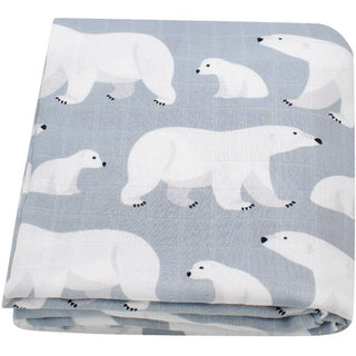 Buy polar-bear Muslin Swaddle 120x120 Baby Blanket Bamboo Fiber Baby Blankets Newborn Swaddle Stroller Newborn Blanket Pielucha Dropshipping