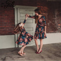 ZAFILLE Family Matching Clothes Three Quarter Autumn Winter Floral Mini Dress Mother Daughter Dresses Mommy and Me Clothes