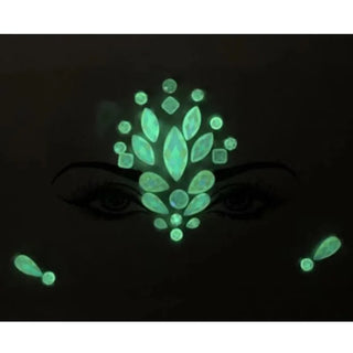 Buy 02 Luminous Crystal Face Stickers Rhinestone Temporary Tattoo Glow in the Dark Face Jewelry Stickers Eye Stickers Party Makeup