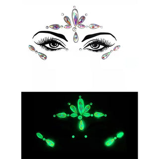 Buy 13 Luminous Crystal Face Stickers Rhinestone Temporary Tattoo Glow in the Dark Face Jewelry Stickers Eye Stickers Party Makeup