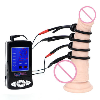 Buy 1-set OLO Electric Shock Penis Ring Electro Stimulation Electric Shock Cock Ring Medical Therapy Massager Sex Toys for Men Silicone