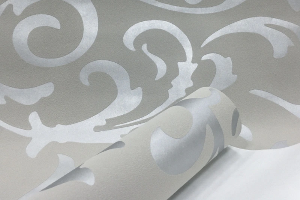 Grey 3D Victorian Damask Embossed Wallpaper