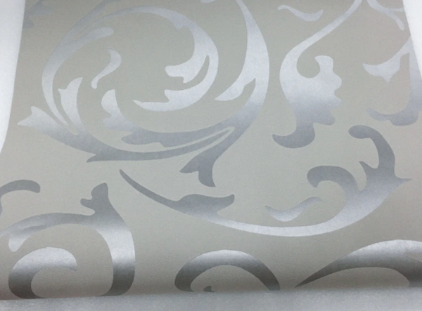 Grey 3D Victorian Damask Embossed Wallpaper